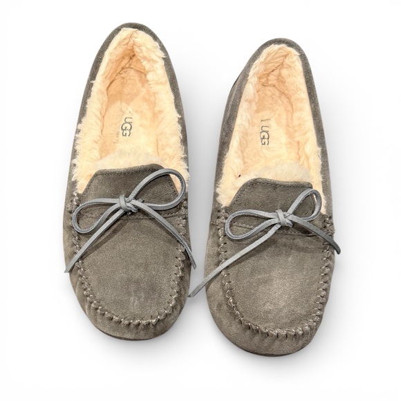 Uggs Men Moccasin Loafer Grey Suede w/wool lined Size 10 EUC - Picture 2 of 8